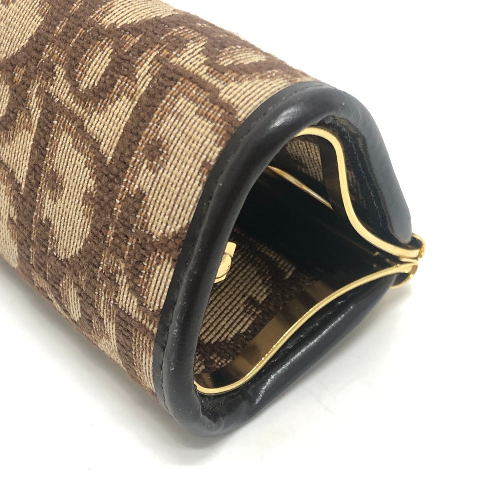Dior Trotter pattern logo Vintage Kisslock Coin Compartment coin purse Canvas Brown Used