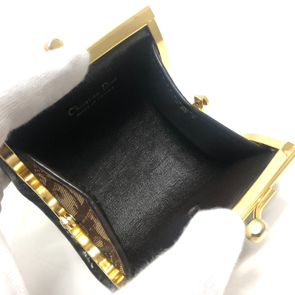 Dior Trotter pattern logo Vintage Kisslock Coin Compartment coin purse Canvas Brown Used