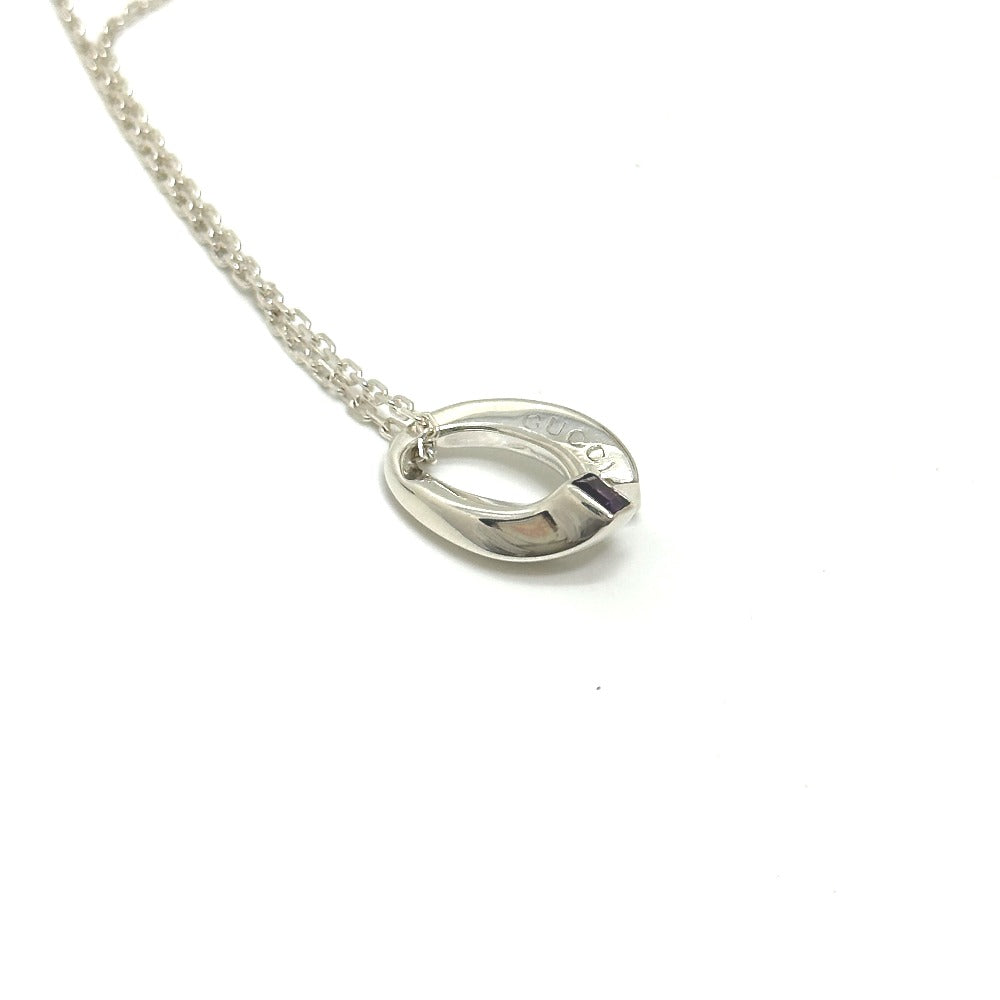 GUCCI 1P Amethyst Chain Necklace SV925 Silver Used