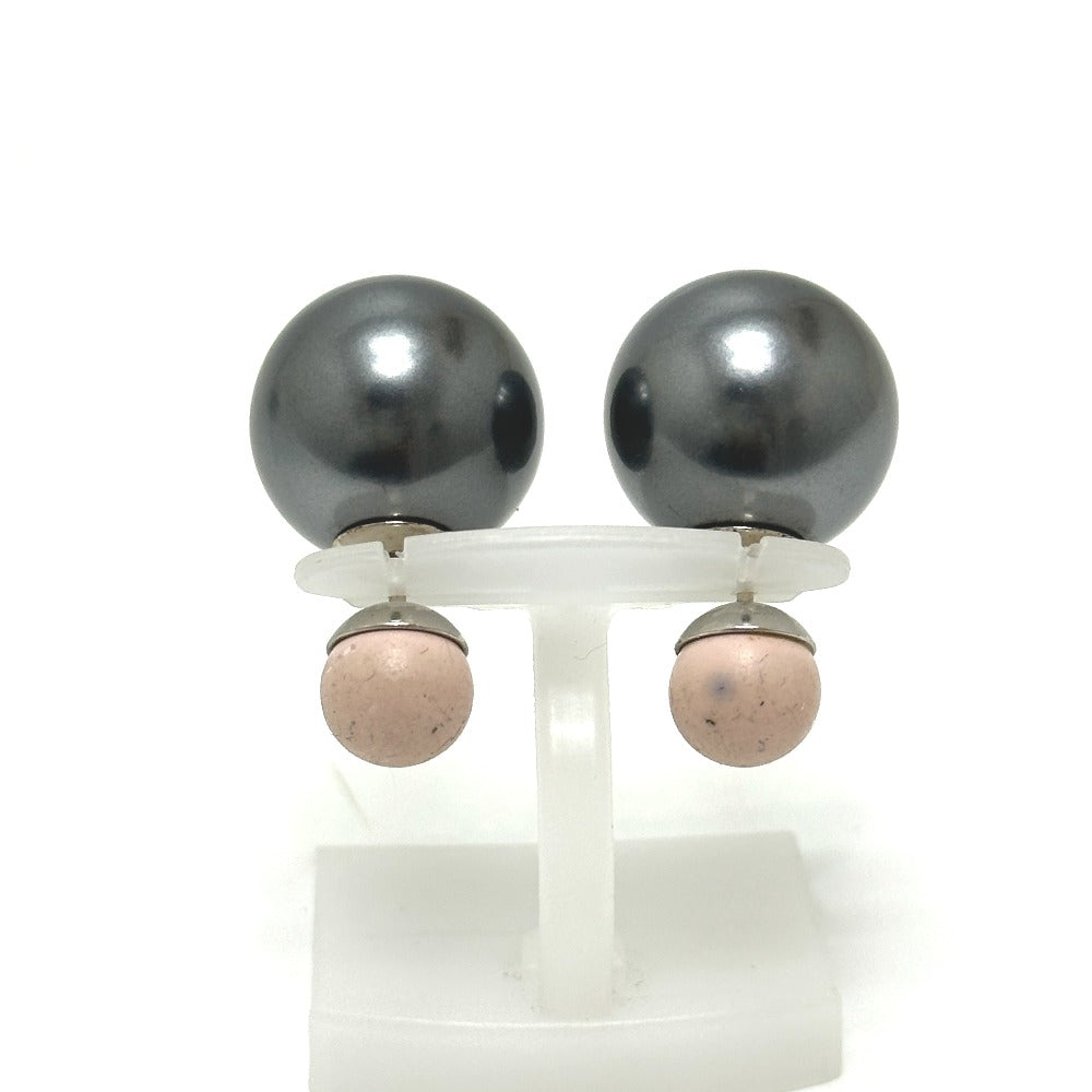 Dior Tribal ball Pearl hoop earrings Pierce Silver x Pink Used