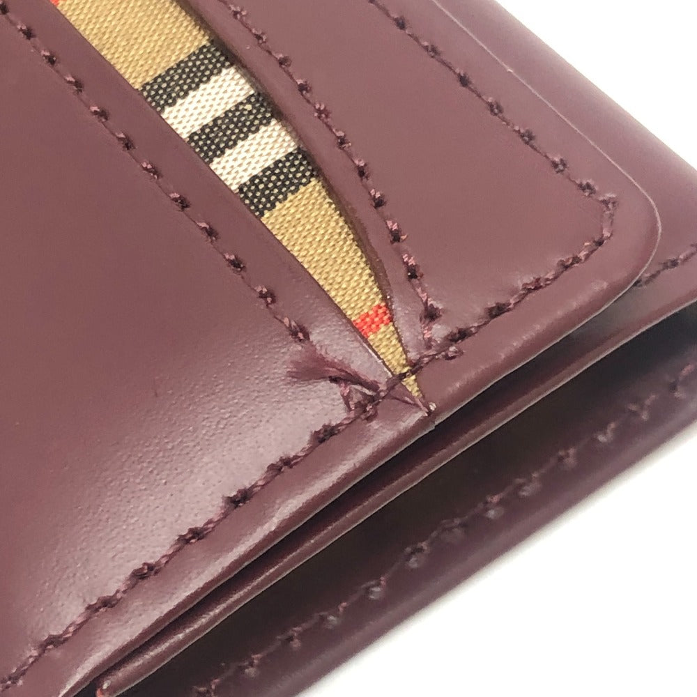 BURBERRY Check pattern nova check 3 sets of accessories Key Case Leather wine-red Used