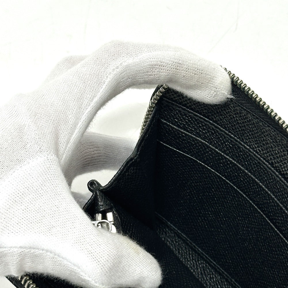 BVLGARI B.zero Charm round Long Wallet Leather Black Used