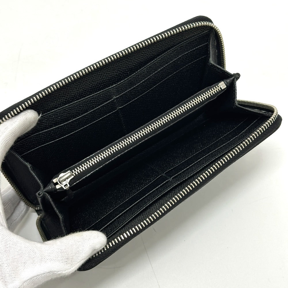 BVLGARI B.zero Charm round Long Wallet Leather Black Used