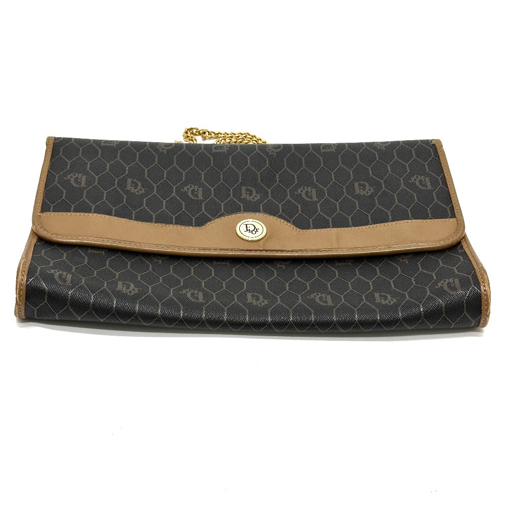 Dior vintage Overall handle Chain Shoulder Bag PVC/Leather Black x Brown Used