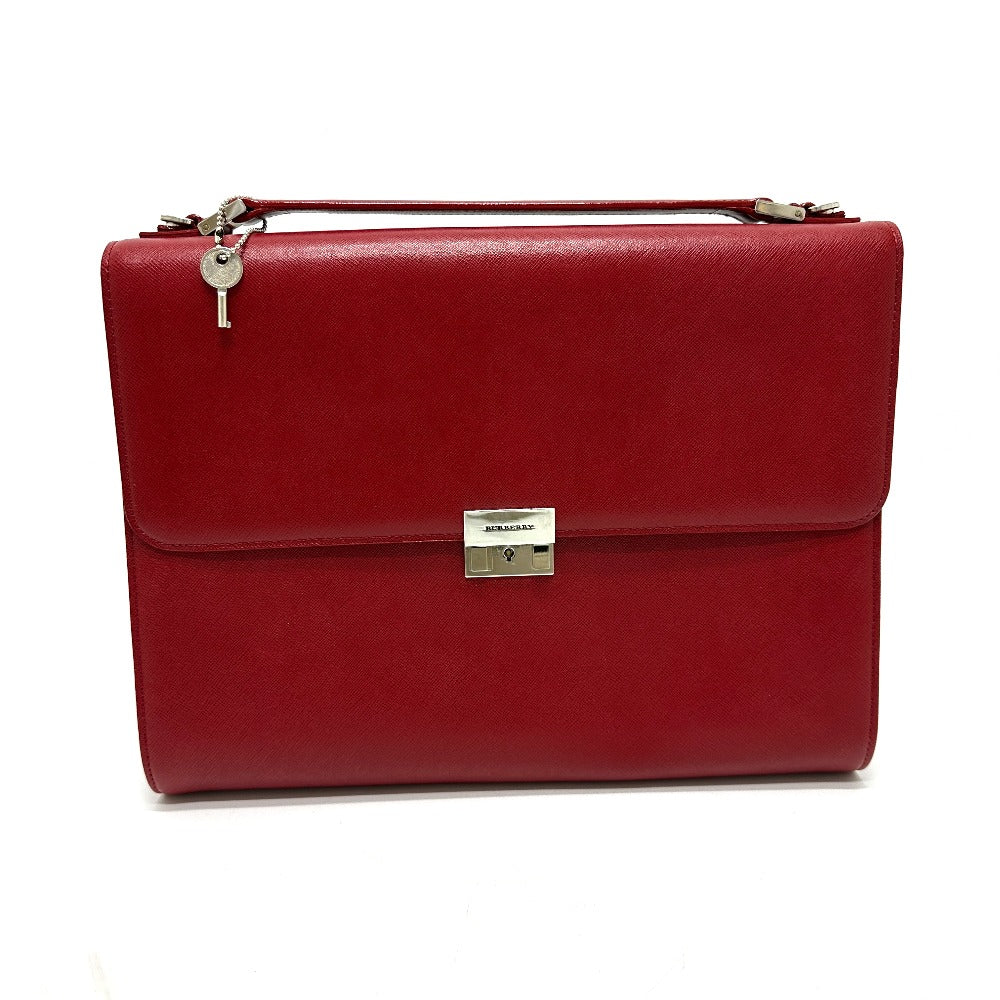 BURBERRY logo 2WAY Business bag Leather Red Used