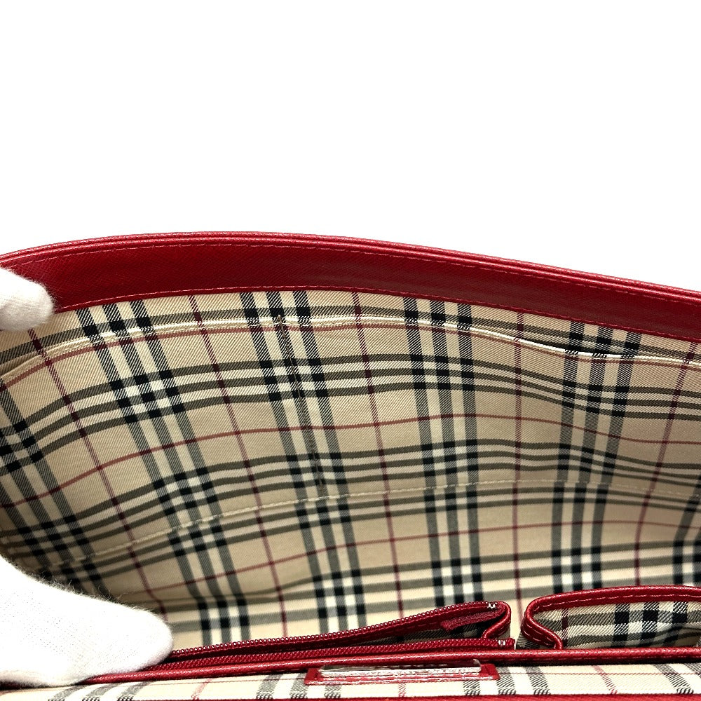 BURBERRY logo 2WAY Business bag Leather Red Used