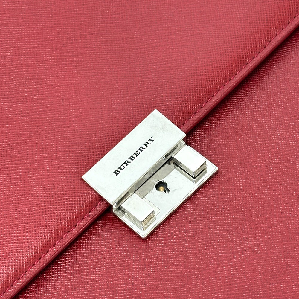 BURBERRY logo 2WAY Business bag Leather Red Used