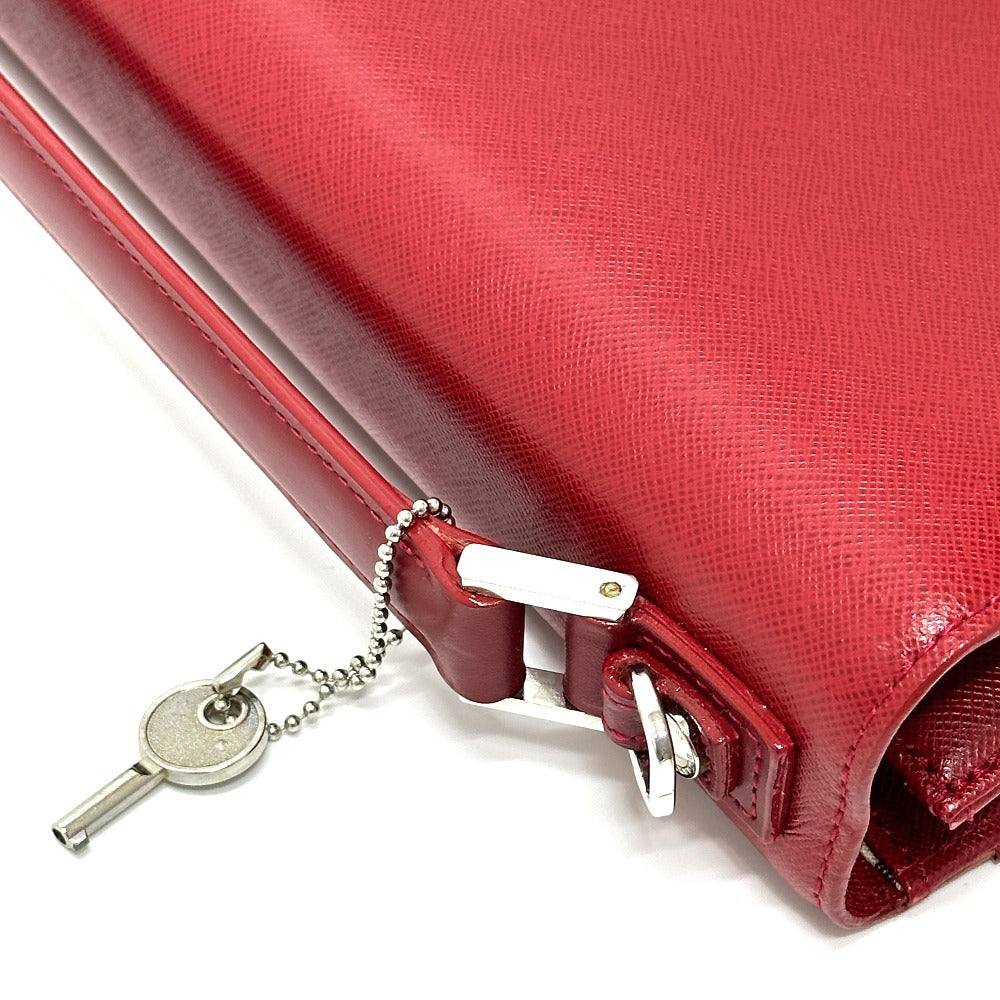 BURBERRY logo 2WAY Business bag Leather Red Used