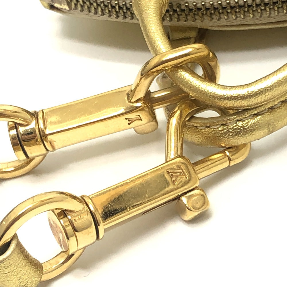 LOUIS VUITTON Mini Lockit Small item Key Holder Mini Pouch Bag Bag Charm Suhari leather Gold Used
