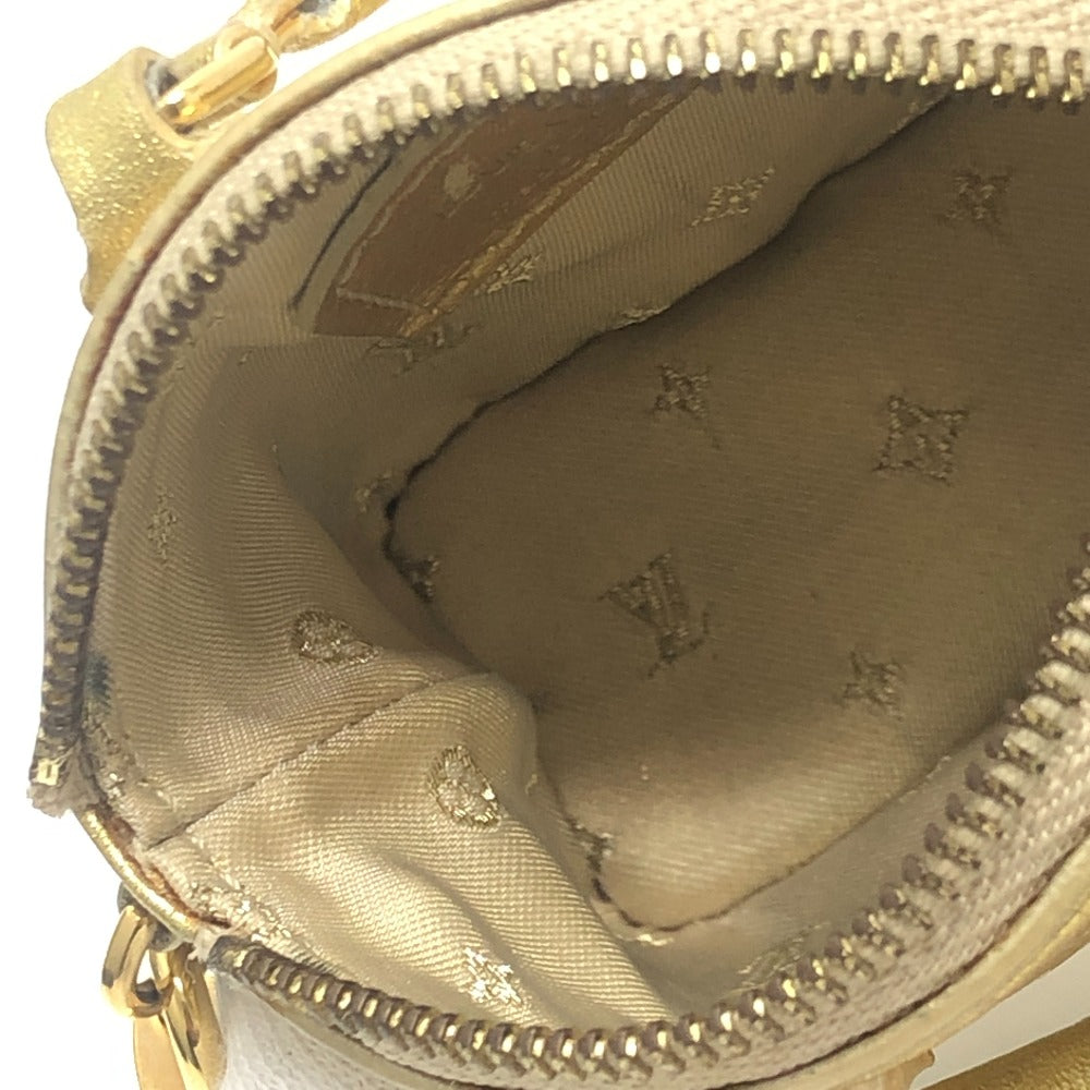 LOUIS VUITTON Mini Lockit Small item Key Holder Mini Pouch Bag Bag Charm Suhari leather Gold Used