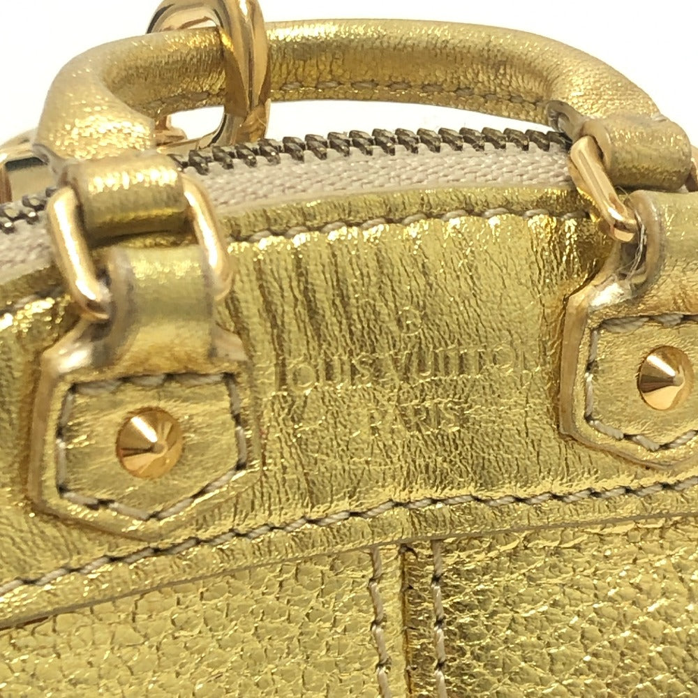 LOUIS VUITTON Mini Lockit Small item Key Holder Mini Pouch Bag Bag Charm Suhari leather Gold Used