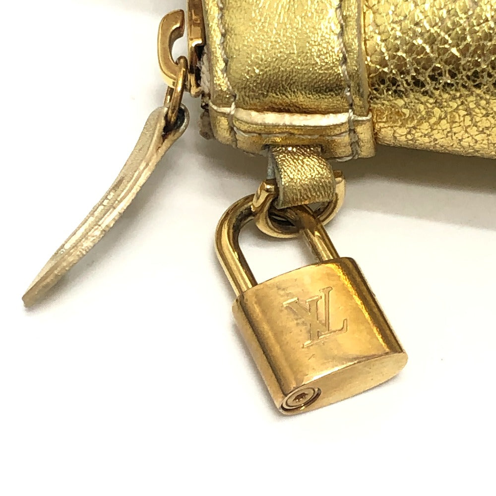 LOUIS VUITTON Mini Lockit Small item Key Holder Mini Pouch Bag Bag Charm Suhari leather Gold Used