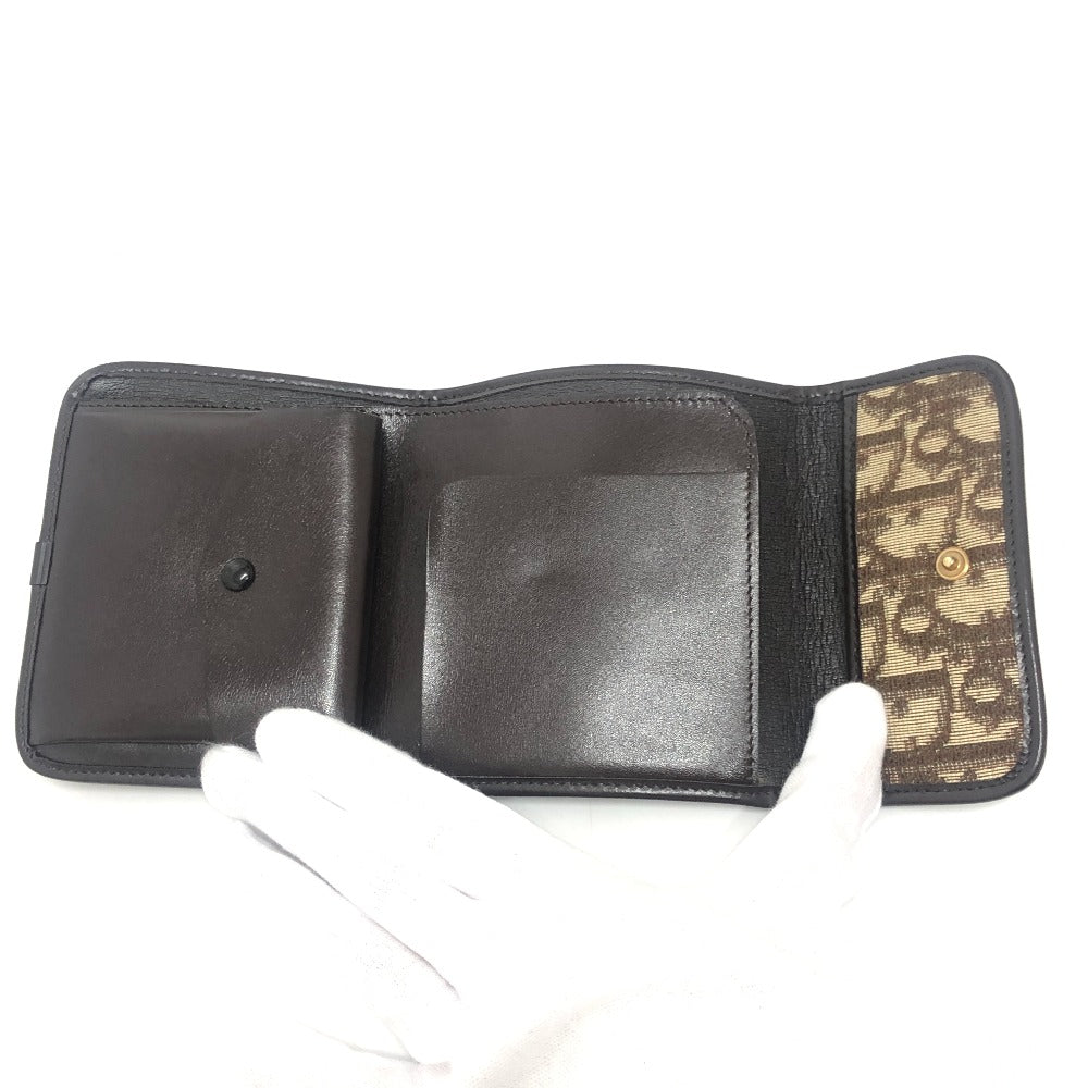 Dior Trotter pattern Short wallet, mini wallet, vintage Trifold wallet Canvas Brown Used