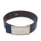 HERMES Stitched square buckle Reversible belt for bottoms. belt Bock Scarf / Epsom Blue x Brown Used