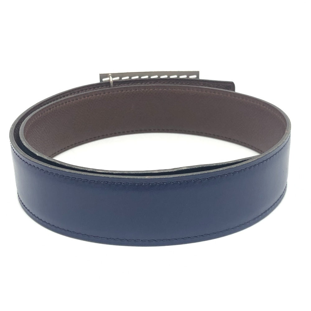 HERMES Stitched square buckle Reversible belt for bottoms. belt Bock Scarf / Epsom Blue x Brown Used
