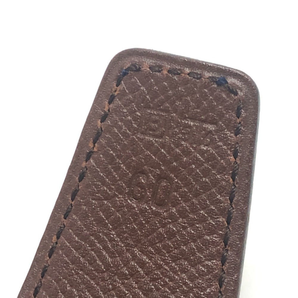 HERMES Stitched square buckle Reversible belt for bottoms. belt Bock Scarf / Epsom Blue x Brown Used