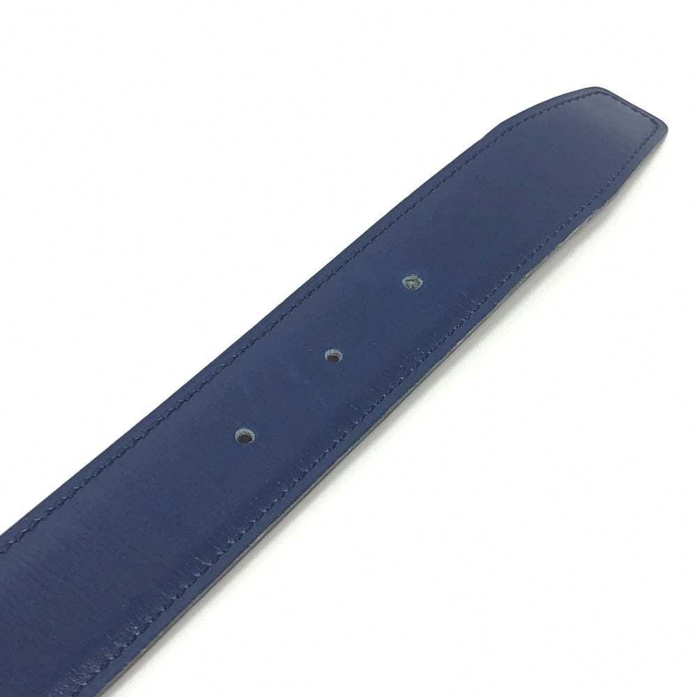 HERMES Stitched square buckle Reversible belt for bottoms. belt Bock Scarf / Epsom Blue x Brown Used