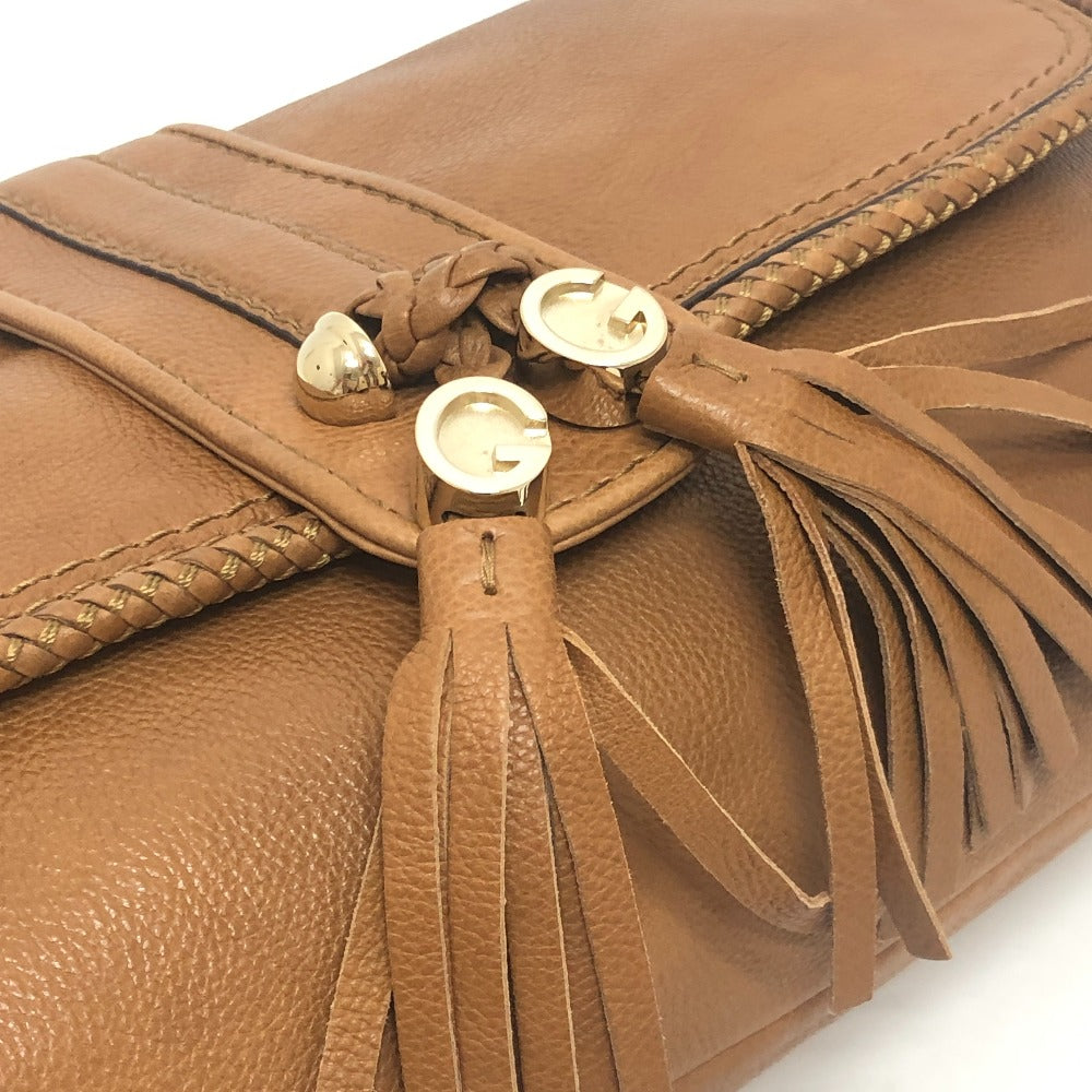 GUCCI 257030 Marchesi GG Tassel Bag Cluch Bag Clutch bag Leather Brown Used