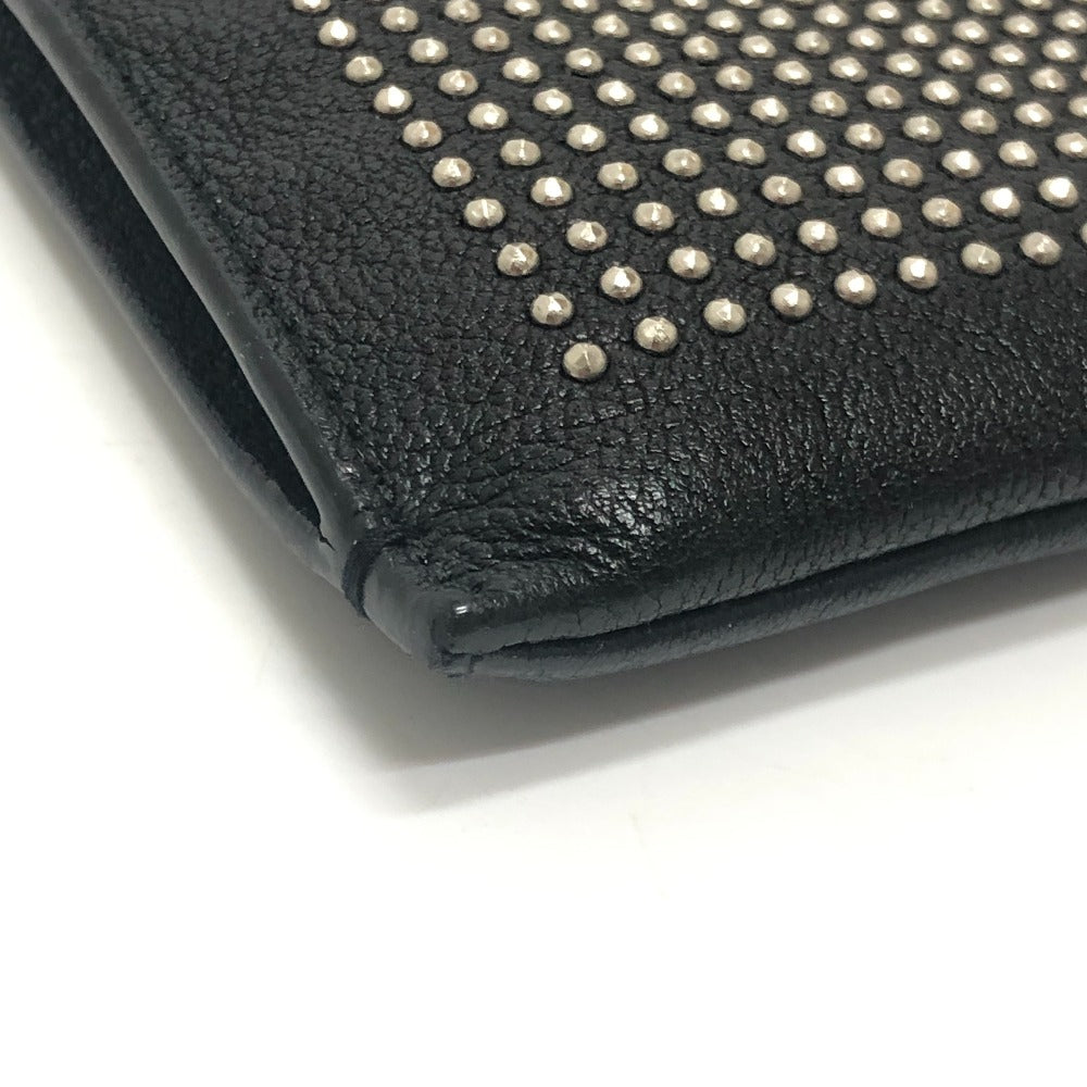 Saint Laurent Studs Flat Cluch Bag Leather Clutch bag Leather Black Used