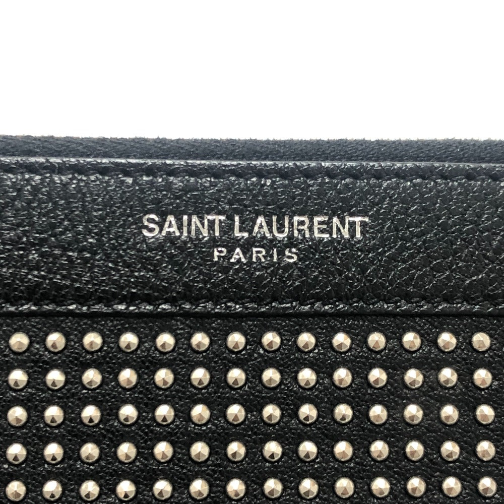 Saint Laurent Studs Flat Cluch Bag Leather Clutch bag Leather Black Used