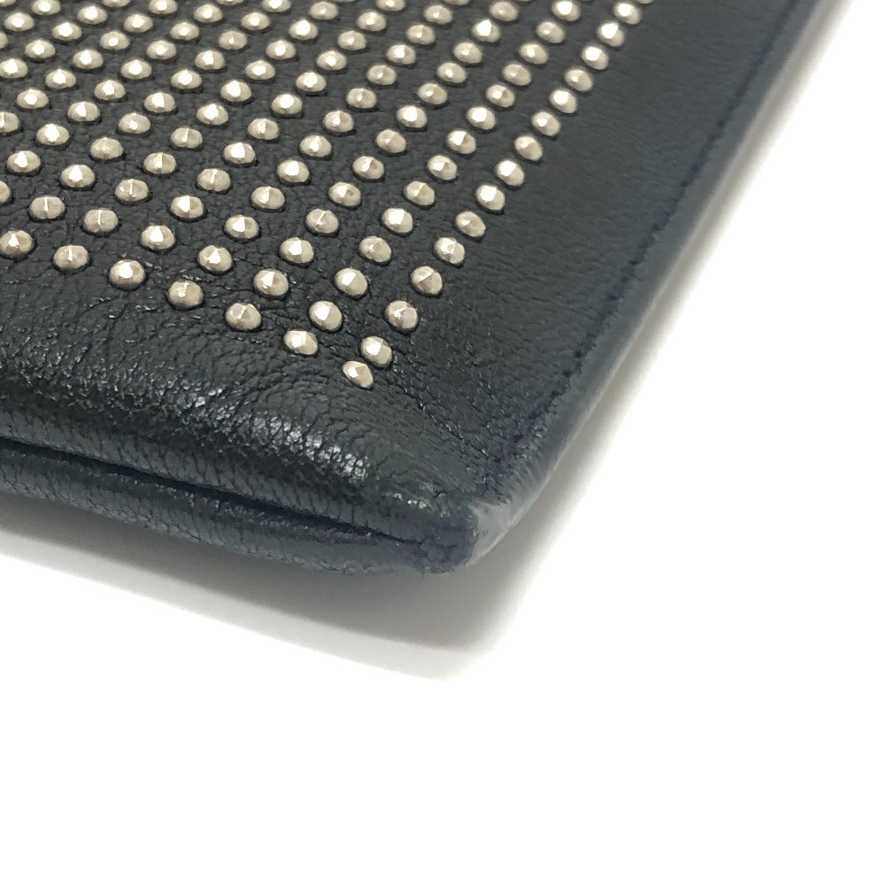 Saint Laurent Studs Flat Cluch Bag Leather Clutch bag Leather Black Used