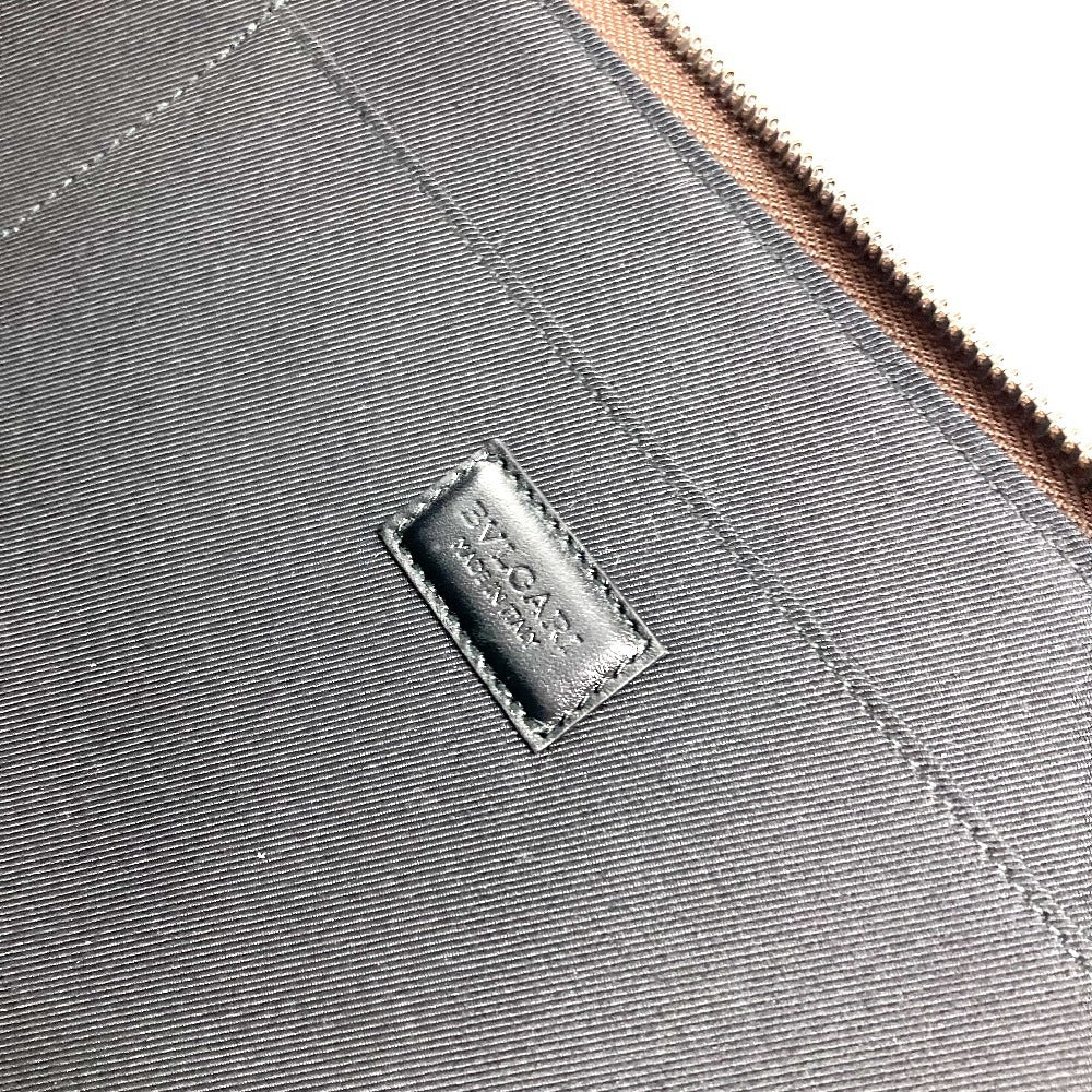 BVLGARI L字ファスナー ロゴ カバン セカンドバッグ クラッチバッグ レザー ユニセックス ブラウン