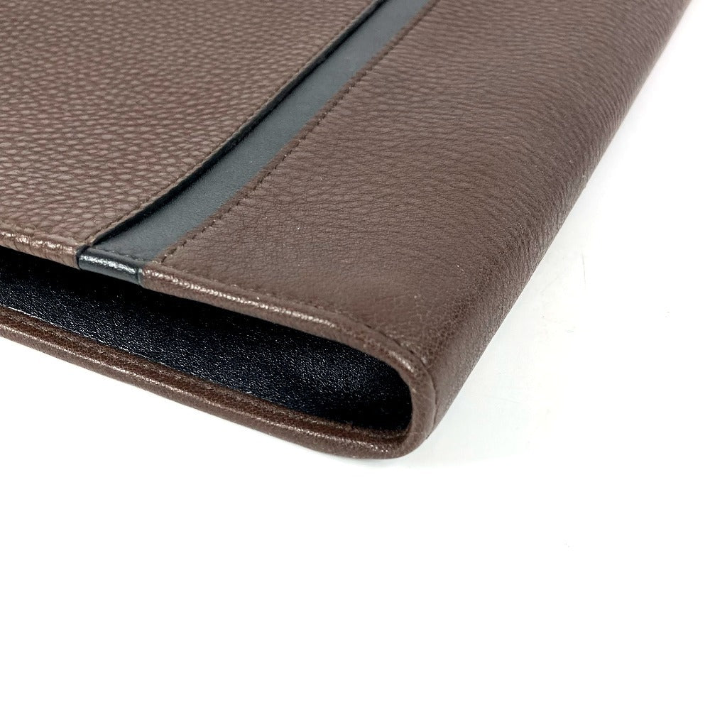 BVLGARI L字ファスナー ロゴ カバン セカンドバッグ クラッチバッグ レザー ユニセックス ブラウン