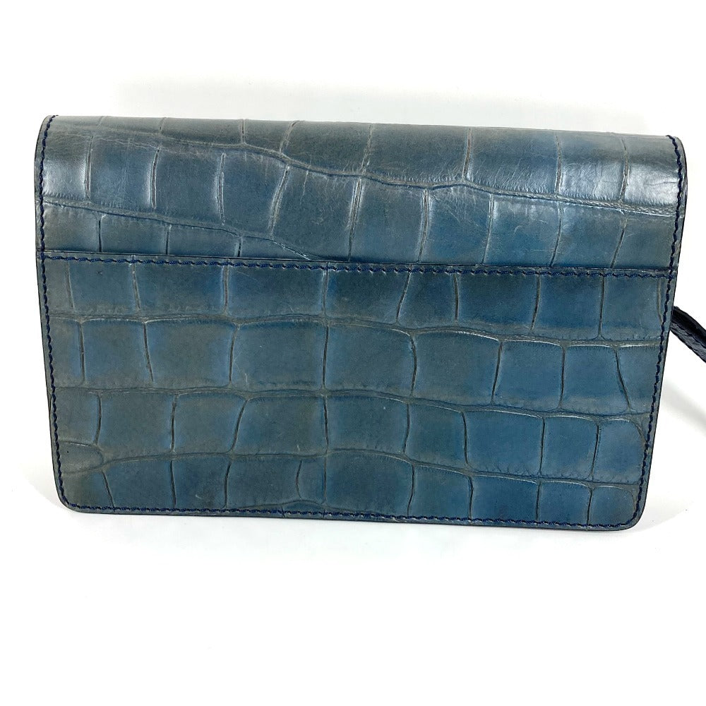 VERSACE ロゴ カバン セカンドバッグ ストラップ付き クラッチバッグ 型押しレザー ユニセックス ブルー