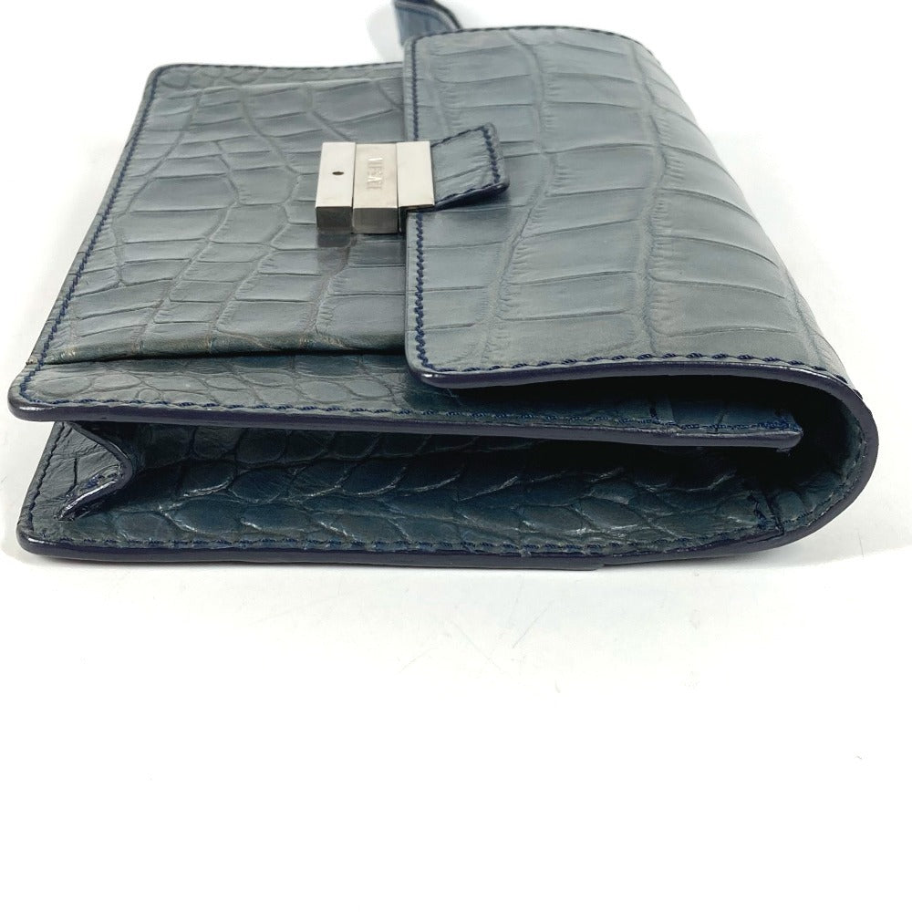 VERSACE ロゴ カバン セカンドバッグ ストラップ付き クラッチバッグ 型押しレザー ユニセックス ブルー