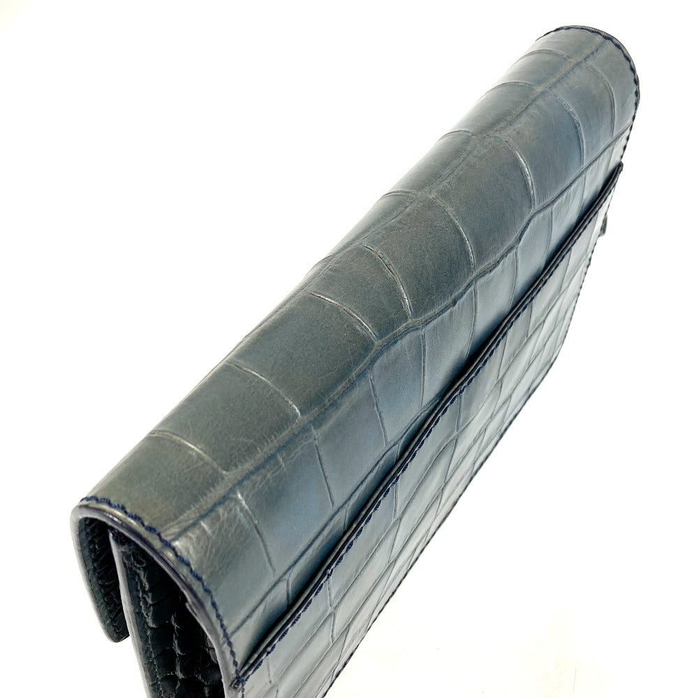 VERSACE ロゴ カバン セカンドバッグ ストラップ付き クラッチバッグ 型押しレザー ユニセックス ブルー