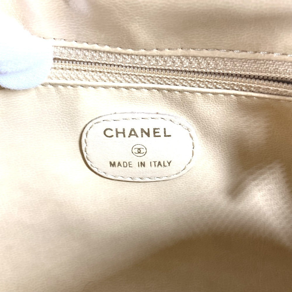 CHANEL Vintage CC Coco Mark Logo Second Bag Pouch Caviar Leather Women's Yellow