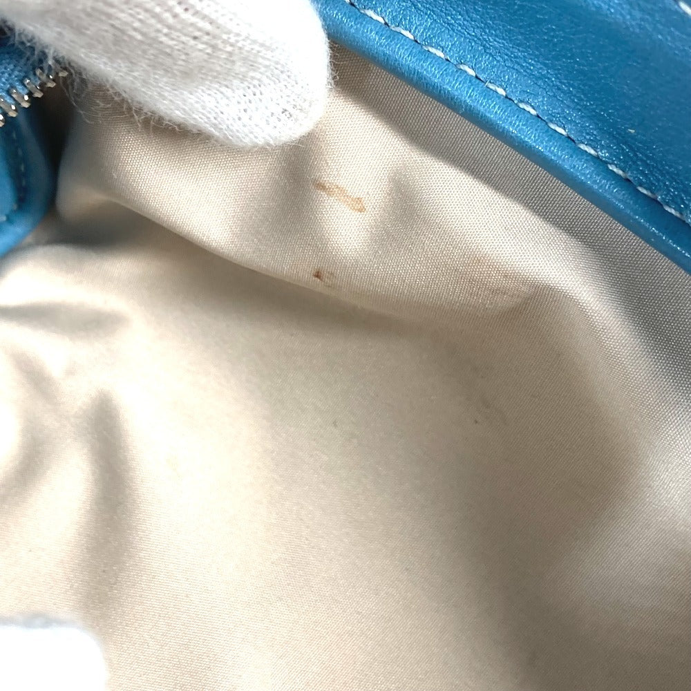 HERMES Pencil Case Stationery Pouch Pen Case Leather Women's Blue