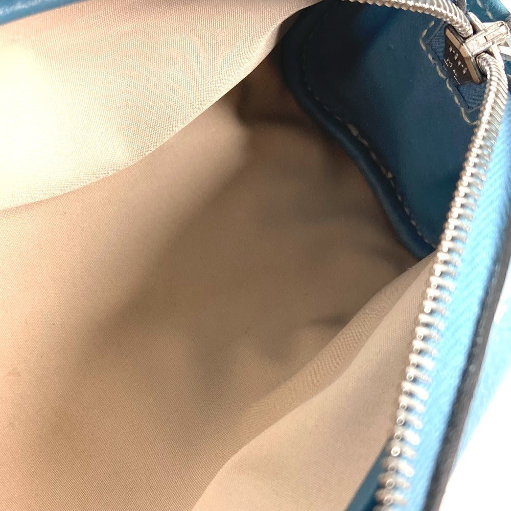 HERMES Pencil Case Stationery Pouch Pen Case Leather Women's Blue