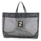 FENDI Mesh FF Logo Bag Tote Bag Handbag Leather/Nylon Unisex Black