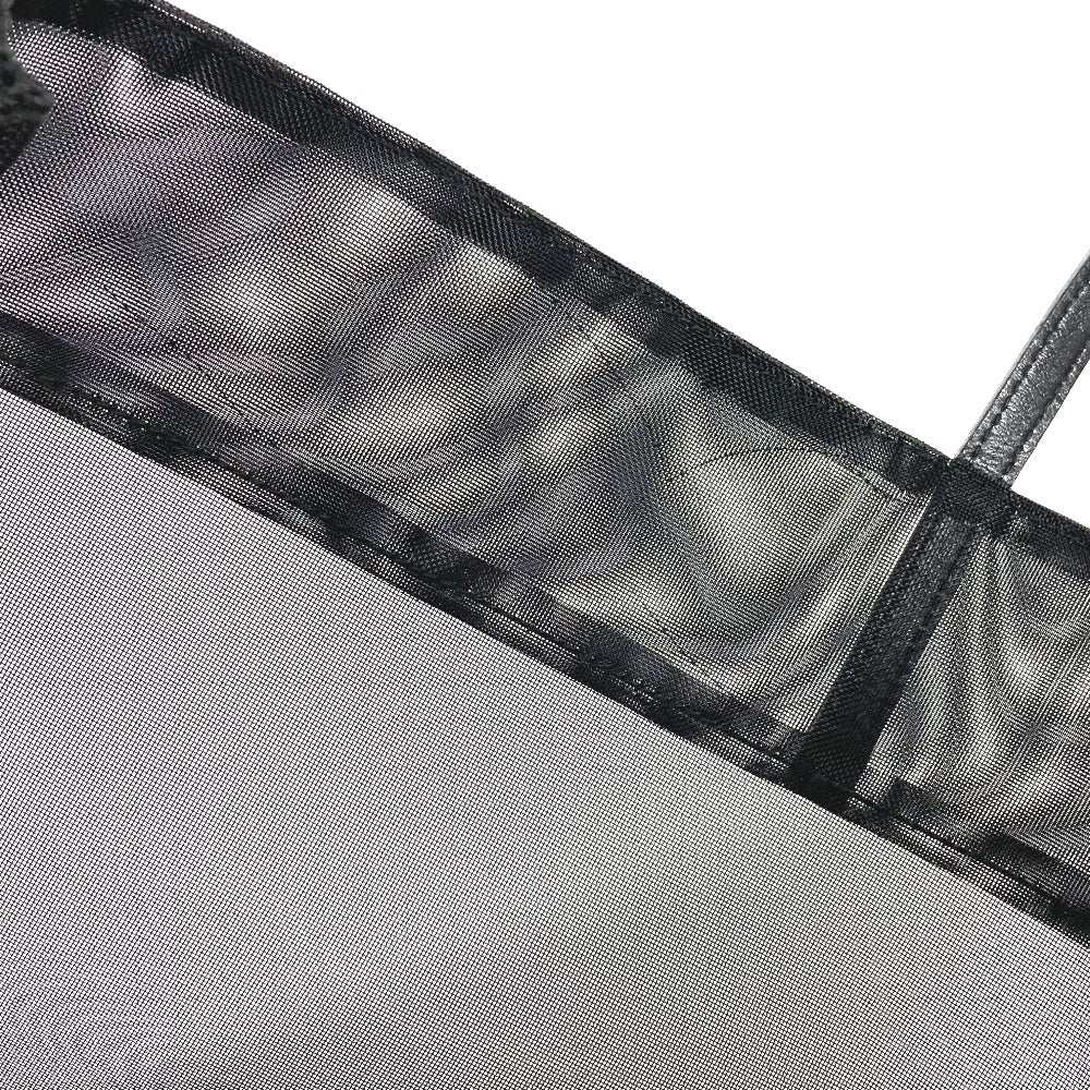 FENDI Mesh FF Logo Bag Tote Bag Handbag Leather/Nylon Unisex Black