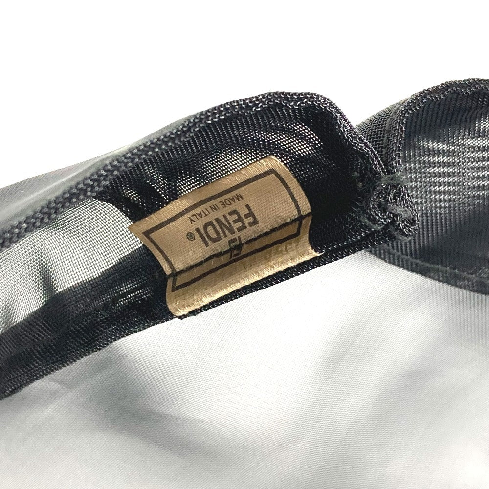 FENDI Mesh FF Logo Bag Tote Bag Handbag Leather/Nylon Unisex Black
