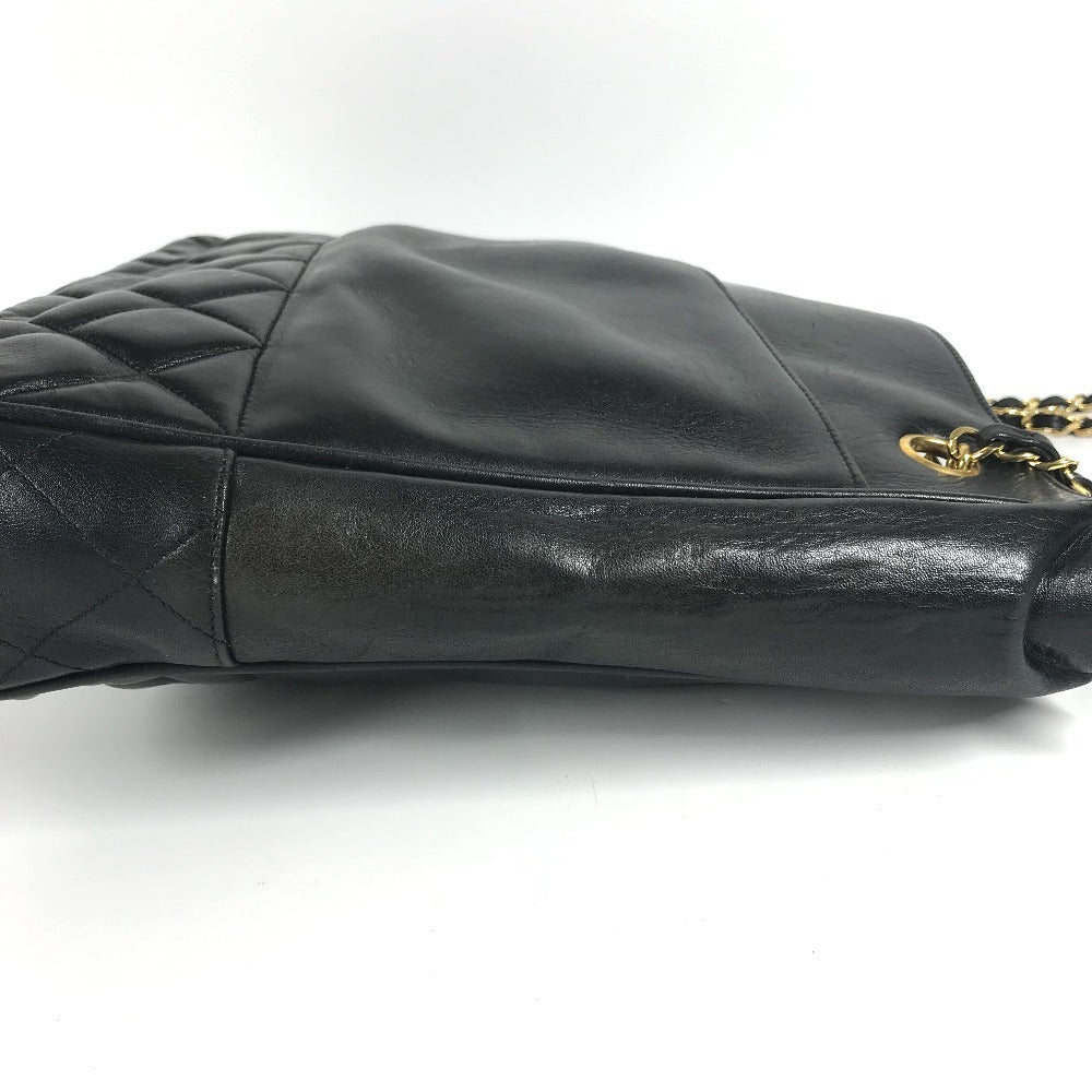 CHANEL 빈티지 마테라세 W 체인 토트 백 퀼팅 CC 코코 마크 로고 숄더백 숄더백 가죽 여성용 블랙