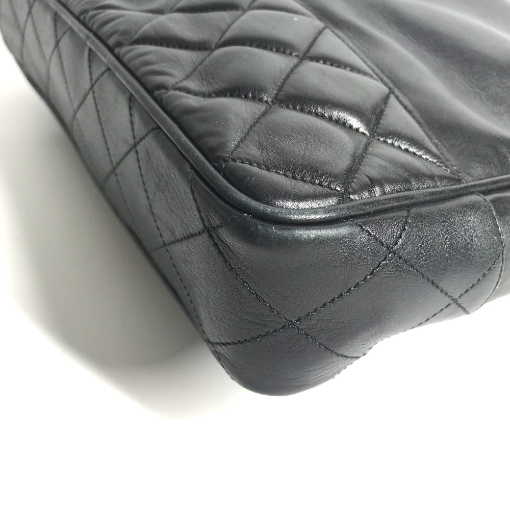 CHANEL 빈티지 마테라세 W 체인 토트 백 퀼팅 CC 코코 마크 로고 숄더백 숄더백 가죽 여성용 블랙