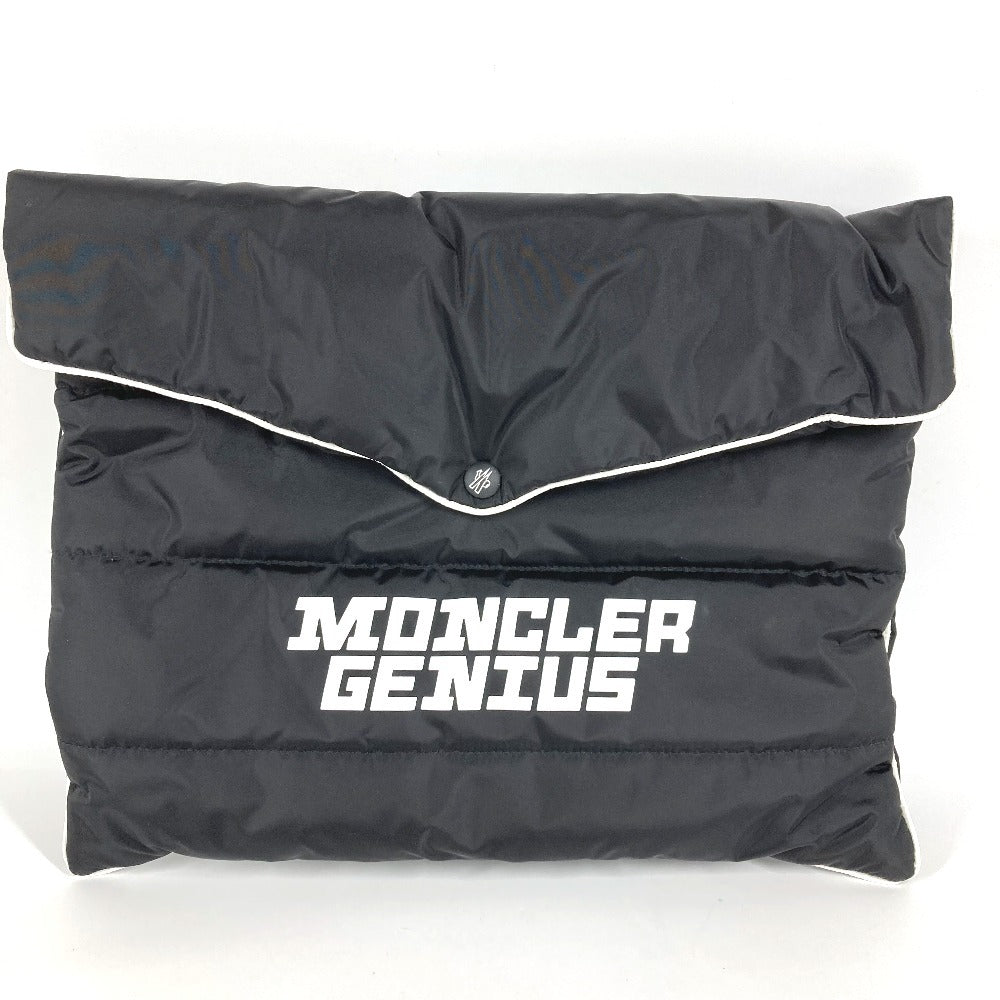 MONCLER GENIUS ロゴ フラップ セカンドバッグ バイカラー カバン クラッチバッグ ナイロン ユニセックス ブラック