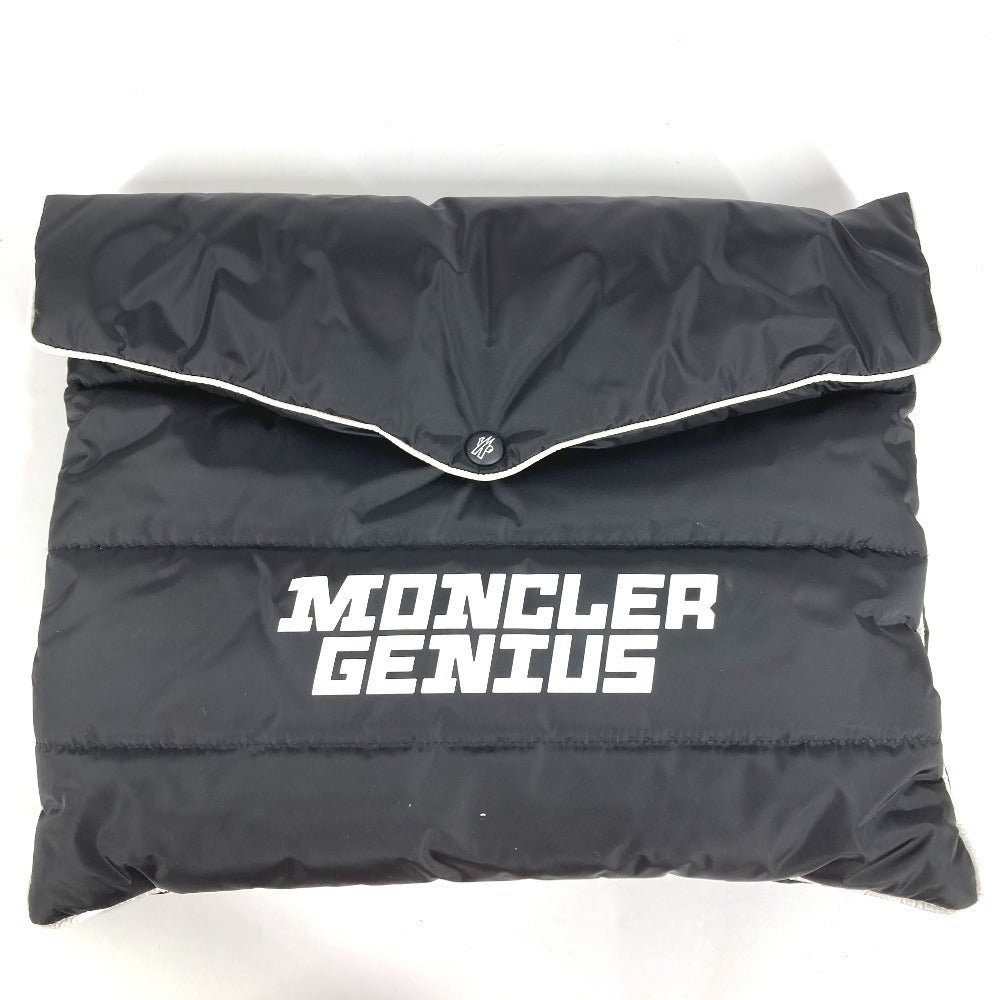 MONCLER GENIUS ロゴ フラップ セカンドバッグ バイカラー カバン クラッチバッグ ナイロン ユニセックス ブラック