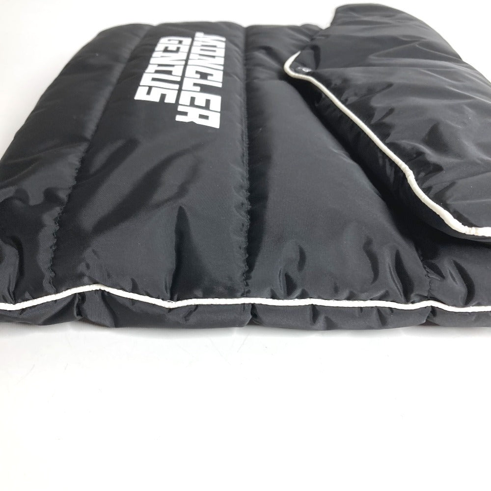 MONCLER GENIUS ロゴ フラップ セカンドバッグ バイカラー カバン クラッチバッグ ナイロン ユニセックス ブラック
