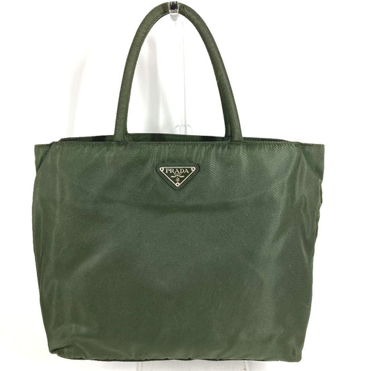 PRADA トライアングルロゴ 三角ロゴ プレート トートバッグ カバン ハンドバッグ ナイロン ユニセックス カーキ