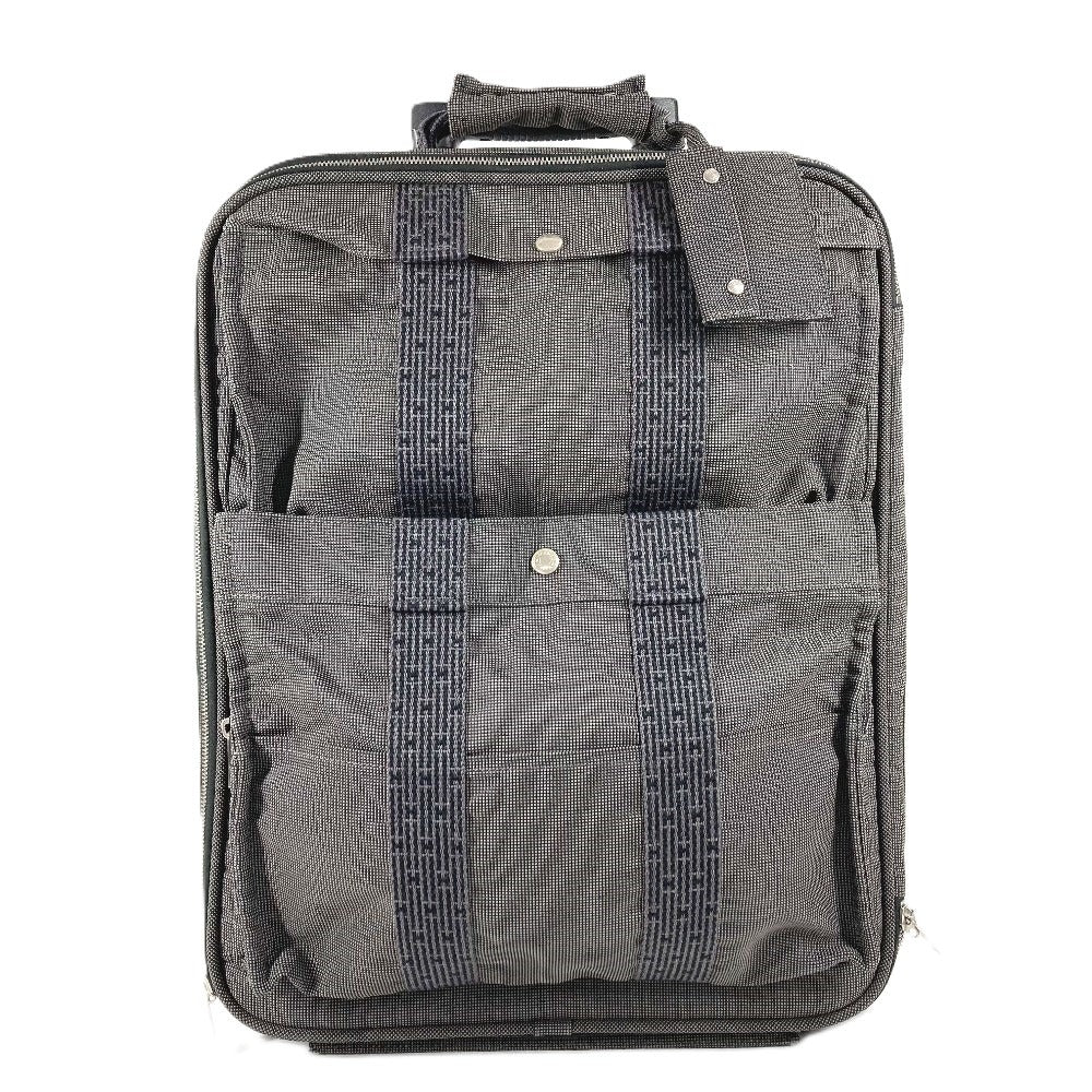 HERMES 2輪 スーツケース ロゴ トラベルバッグ 旅行バッグ カバン キャリーバッグ キャンバス ユニセックス グレー