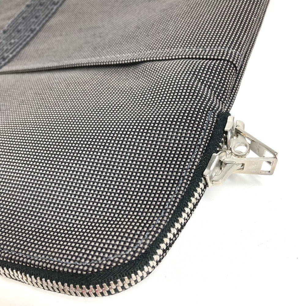 HERMES エールライン フラット ビッグ ビジネスバッグ 書類バッグ ブリーフケース カバン ハンドバッグ キャンバス ユニセックス グレー