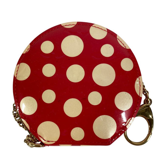 LOUIS VUITTON M91570 草間彌生 コラボ ドット 水玉 ポルトモネ　シャポー 財布 小銭入れ ラウンドファスナー チェーン付き コインケース パテントレザー ユニセックス レッド