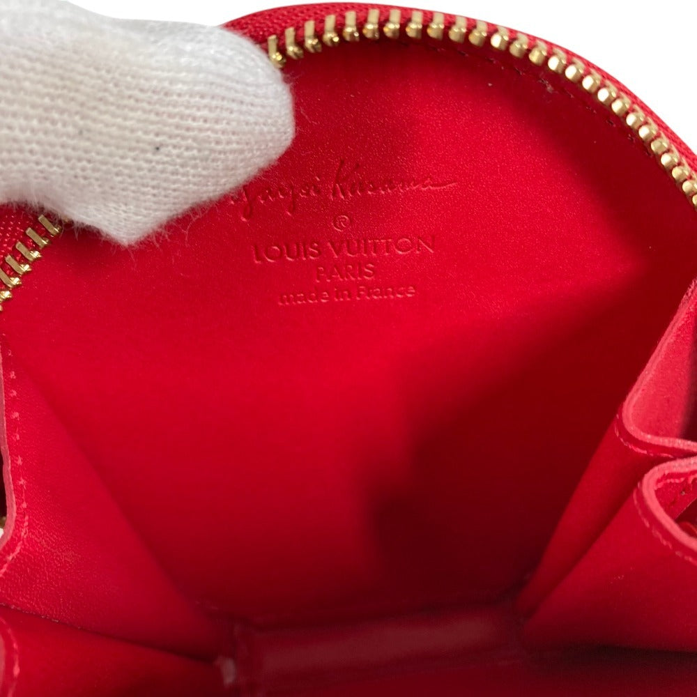 LOUIS VUITTON M91570 草間彌生 コラボ ドット 水玉 ポルトモネ　シャポー 財布 小銭入れ ラウンドファスナー チェーン付き コインケース パテントレザー ユニセックス レッド