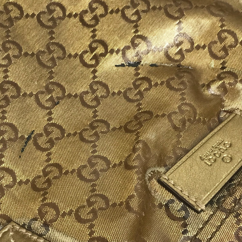 GUCCI 189669 GGクリスタル ロゴ ショルダーバッグ 肩掛け カバン トートバッグ コーティングキャンバス ユニセックス ゴールド