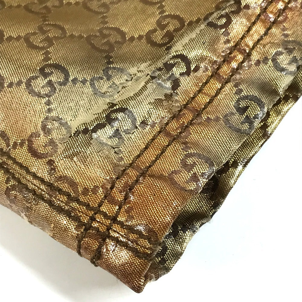 GUCCI 189669 GGクリスタル ロゴ ショルダーバッグ 肩掛け カバン トートバッグ コーティングキャンバス ユニセックス ゴールド