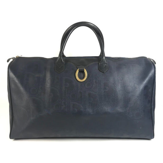 Dior Vintage Tropper Logo Bag Handbag Travel Bag Boston Bag PVC/Leather Unisex Navy