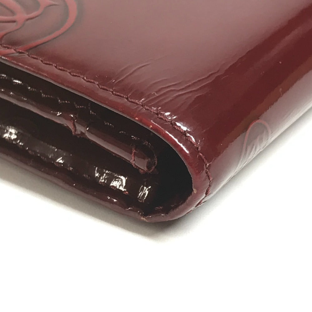 CARTIER Happy Birthday Logo Long Wallet Patent Leather Unisex Red